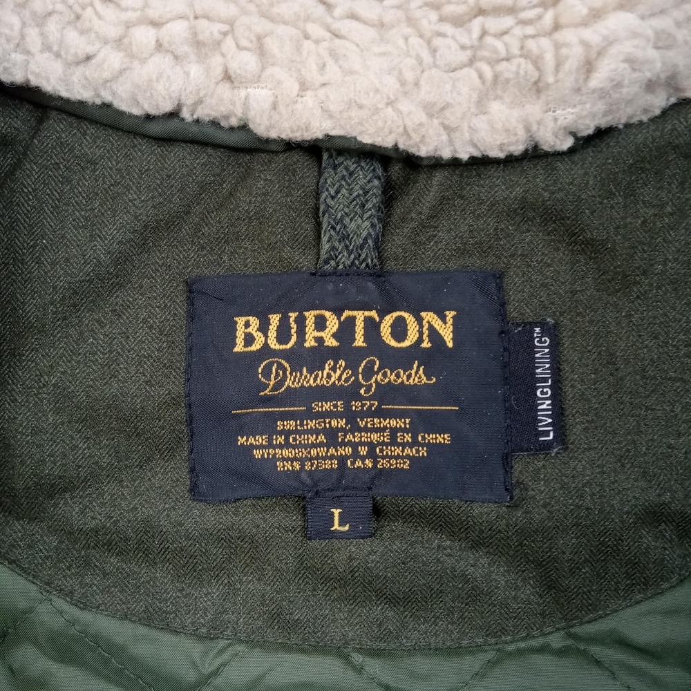 Burton Jacket Womens Large Green Hooded Striped Insulated‎ Ski Living Lining - Picture 2 of 7